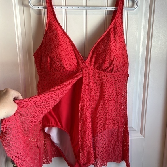 Nwt Coral 16 Swim Solutions flyaway crochet tummy control - Picture 5 of 12